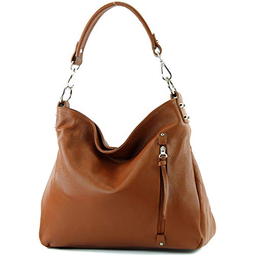 Modamoda De T183 Damen Schultertasche Handtasche Tragetasche Echtleder