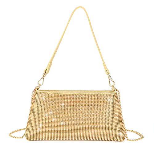 Valleycomfy Damen Clutch Gold Elegante Brauttasche Diamant Handtasche
