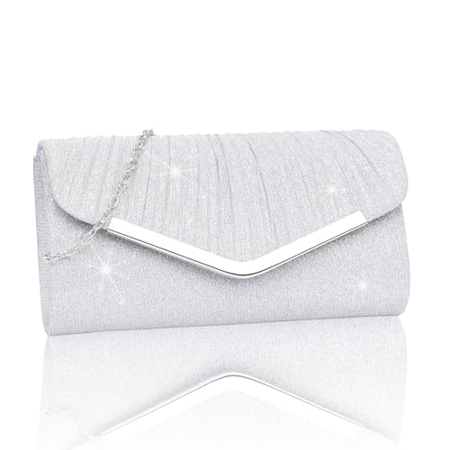 Larcenciel Silber Clutch Glitzer Handtasche F R Damen