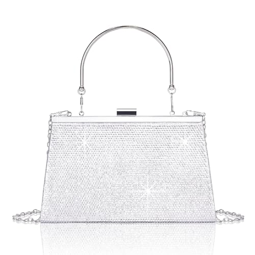 Larcenciel Silber Clutch Glitzer Damen Handtasche Mit Abnehmbarer