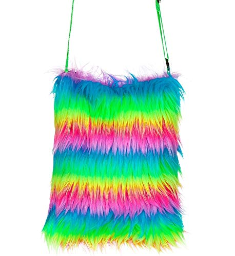Das Kost Mland Neon Pl Sch Handtasche Regenbogen