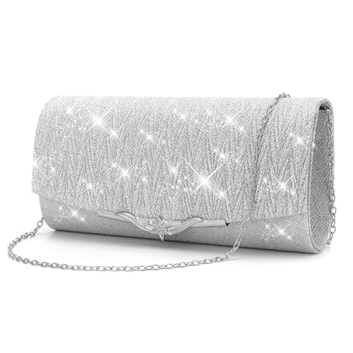 Pardofelis Elegante Damen Clutch Silber Abendtasche Mit Glitzer