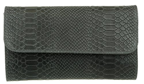 Snake Print Wildleder Handtasche Aus Italienischem Leder Dunkelgraudunkelgrau