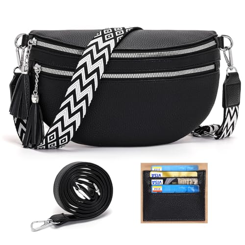 Lanxingluo Bauchtasche Damen Schwarz Umh Ngetasche Damen Mittelgro