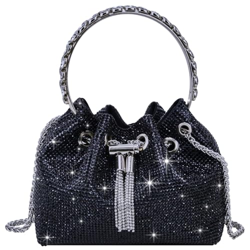 Topall Clutch Glitzer Damen Silber Abendtasche Handtasche Diamant