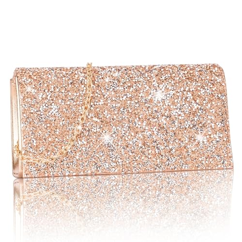 Larcenciel Damen Clutch Glitzer Handtasche Mit Abnehmbarer Kette