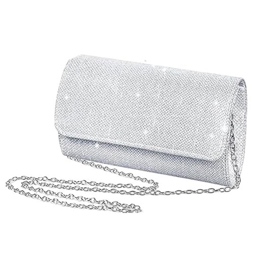 Krymxar Clutch Silber Glitzer Elegante Abendtasche F R