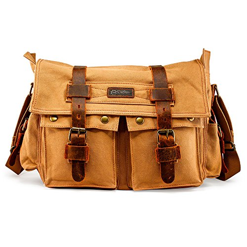 Messenger Bag F R Laptop Vintage Canvas Leder