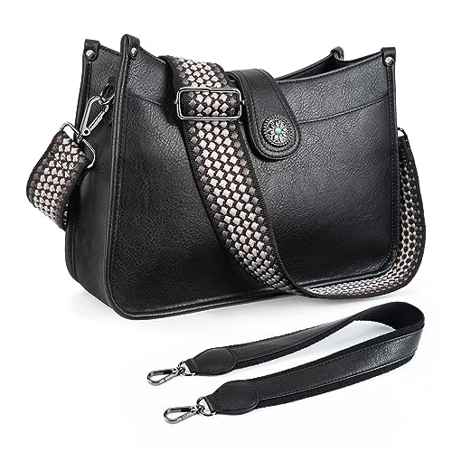 Aphison Umh Ngetasche Damen Handtasche Mittelgro Schwarz Crossbody