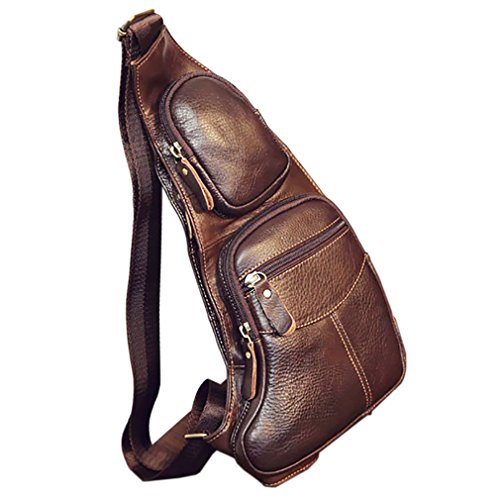 Xieben Leder Schultertasche Sling Brusttasche Crossbody Pack F