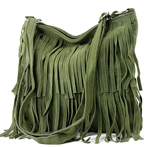 Modamoda De T125 Damen Leder Wildleder Schultertasche Umh