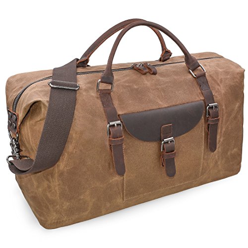 Reisetaschen Herren Leder Wasserdicht Canvas Weekender Tasche Gro