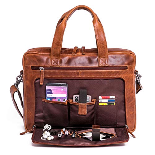 Almadih Leder Laptoptasche Aktentasche Bruno Deluxe Premium Business