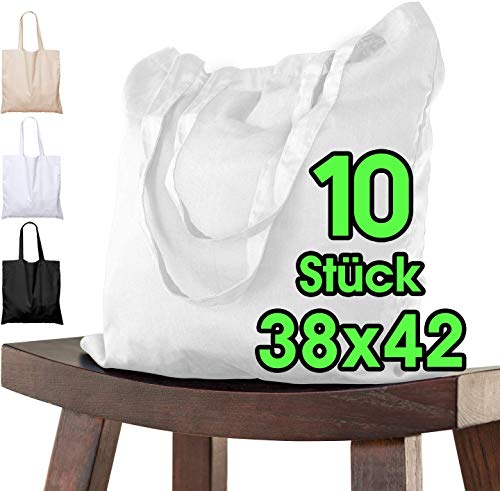 Eles Vida Baumwolltaschen Weiss Stofftasche 10 St Ck