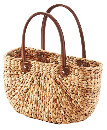 Kobolo Tasche Wasserhyazinthe 39x16x45 Cm Braune Geflochtene Henkeltasche