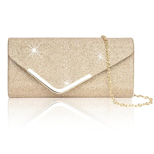 Larcenciel Clutch Glitzer Pailletten Tasche Mit Kette Elegant