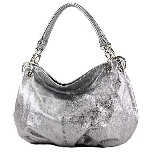 Modamoda De It40 Damen Leder Nappaleder Schultertasche Hobo