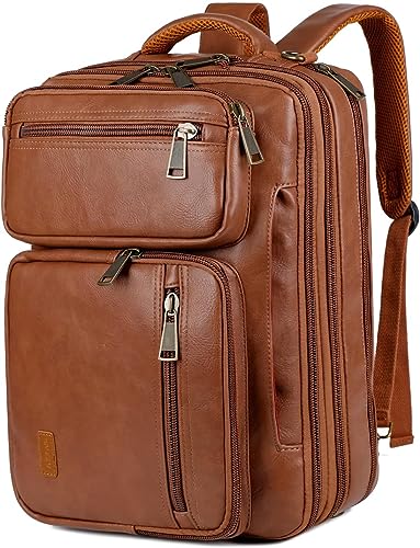 Umwandelbar Herren Faux Leder Laptop Rucksack Aktentasche Hybrid
