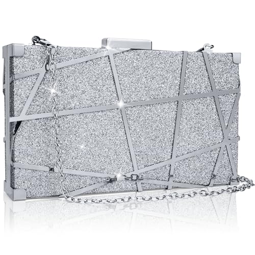 Farcauo Damen Abendtasche Silber Mode Clutch Kleine Umh