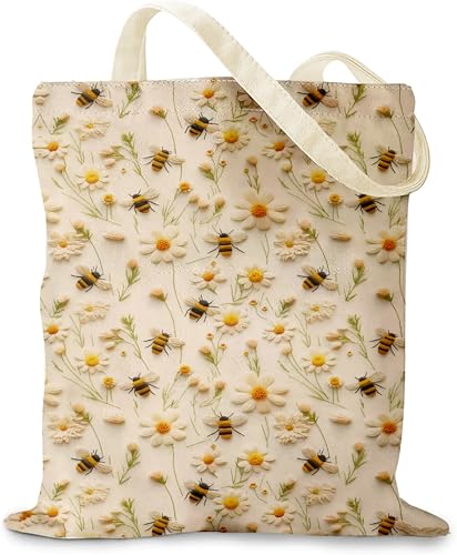 Cunegra Biene Stoffbeutel Bedruckt Tragetasche Mit Chrysantheme Blumendruck